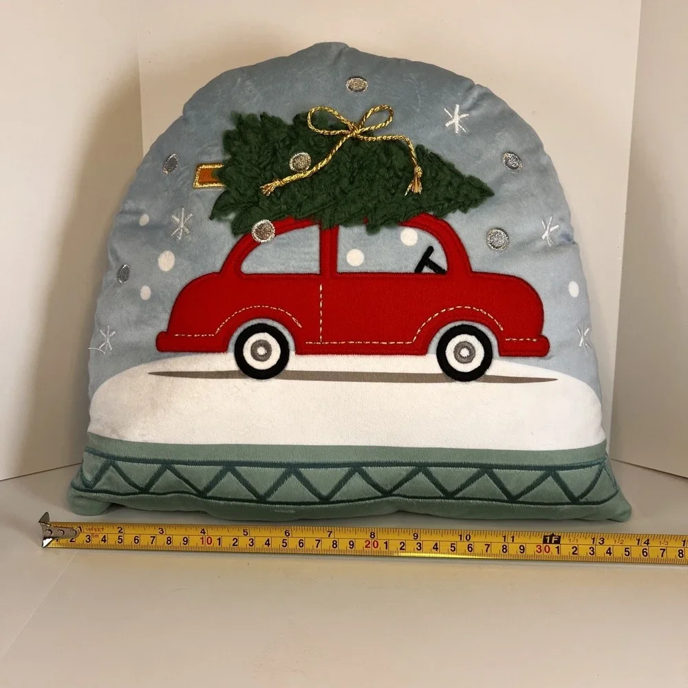 Unbranded Christmas Tree Red Car Decorative Pillow Blue Excellent Holiday Decor